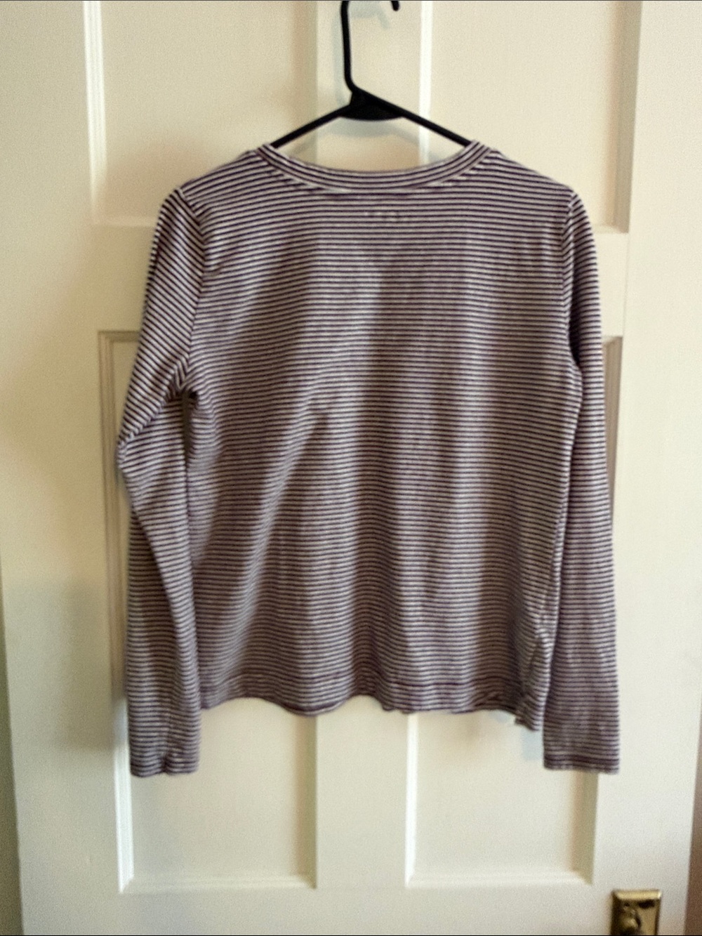 Loft dark maroon/white striped long sleeve tee. Size M. - Picture 5 of 10
